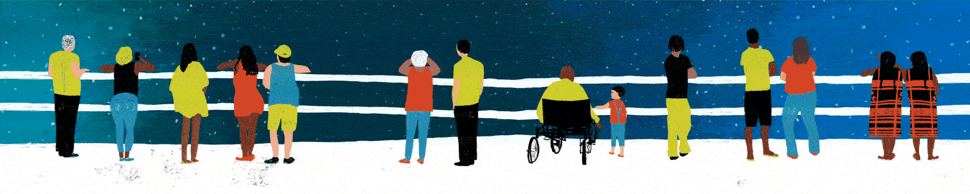 Personas mirando al cielo estrellado