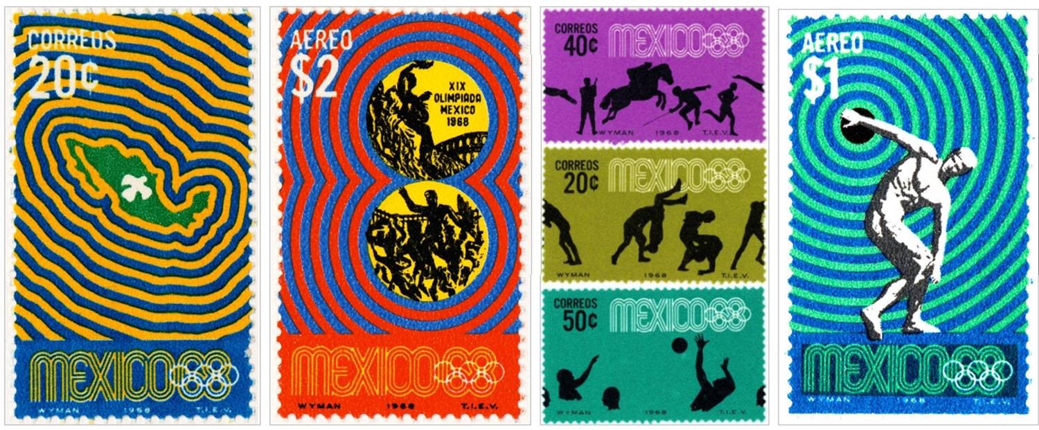 Nacidas como un método (cobro y pago) que transformó el servicio de correo en el mundo, las estampillas postales fueron parte de la imagen gráfica de México 68. El SEPOMEX canceló cuatro series preolímpicas y olímpicas, entre los años 1965 y 1968, con un mensaje que exaltaba: “todo es posible en la paz.” Fotos: Correos de México. 