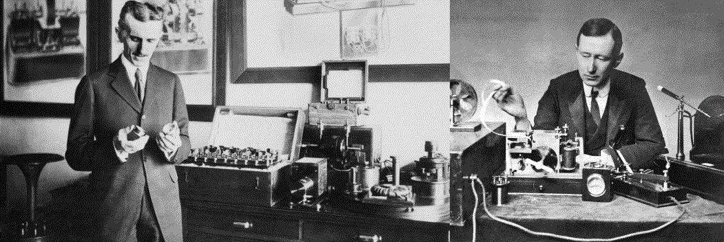 Nicola Tesla Heinrich Hertz y Guillermo Marconi.png Nicola Tesla, Heinrich Hertz y Guillermo Marconi, son los eslabones más fuertes de una cadena de investigadores y experimentadores que, en el tránsito del siglo XIX al XX, contribuyeron a la aparición de uno de los medios de comunicación más útiles y sorprentes. Fotografías disponibles en: https://arvm.mx/100-anios-de-la-radio/