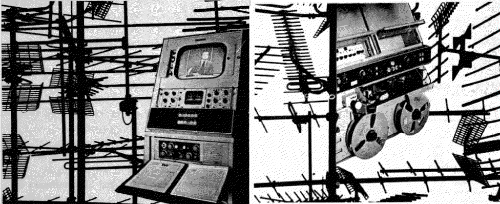 A partir de 1950, en las azoteas de casas y edificios.png A partir de 1950, en las azoteas de casas y edificios ubicados en las zonas urbanas y rurales, comenzaron a proliferar las antenas receptoras de las señales que producían la magia de la televisión. Fotos recuperadas: Revista de la Universidad de México, mayo de 1991.