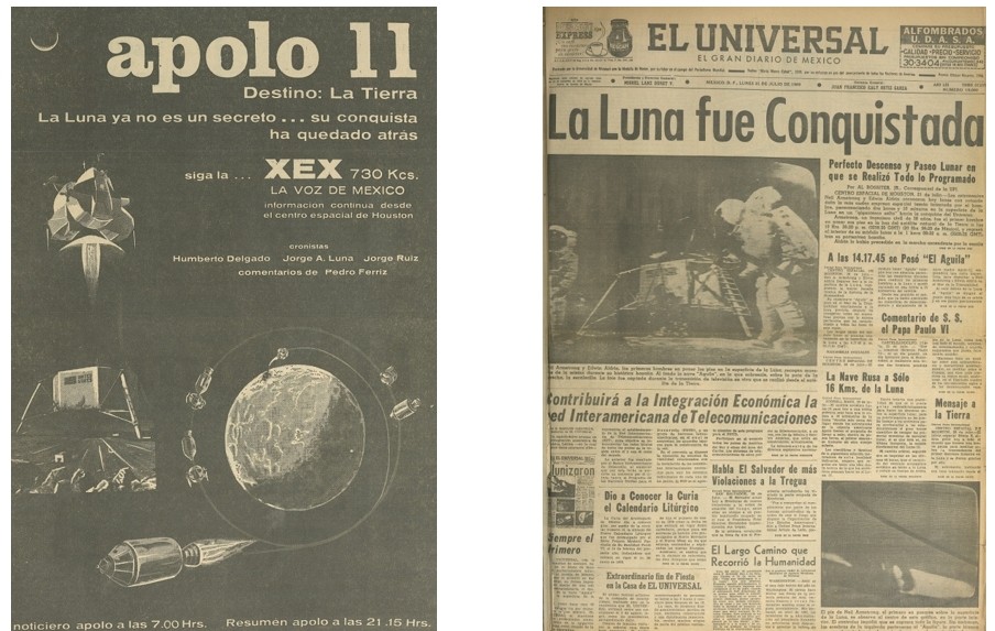 La relevancia informativa del primer viaje a la Luna.jpg La relevancia informativa del primer viaje a la Luna provocó que todos los medios de comunicación mexicanos disponibles en la época, se volcaran a la cobertura del acontecimiento científico y cultural más sobresaliente de la historia contemporánea. Imágenes recuperadas de: El Universal.