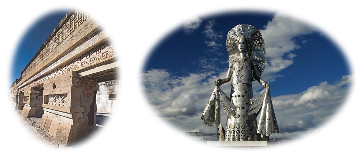 4 El extraordinario decorado .jpg El extraordinario decorado de los edificios prehispánicos de Mitla, y el hermoso traje de Tehuana se aprecian más fácil y rápido al tomar la autopista Mitla-Tehuantepec. https://www.facebook.com/photo.php?fbid=871909064967485&id=100064451991685&set=a.431362419022154&locale=da_DK y http://heatherandscottsadventures.blogspot.com/2013/02/too-windy-to-drive-on-tehuantepec.html