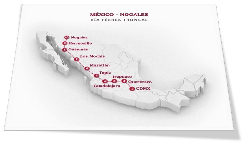 6 Recorrido de la vía troncal .jpg Recorrido de la vía troncal México-Nogales.