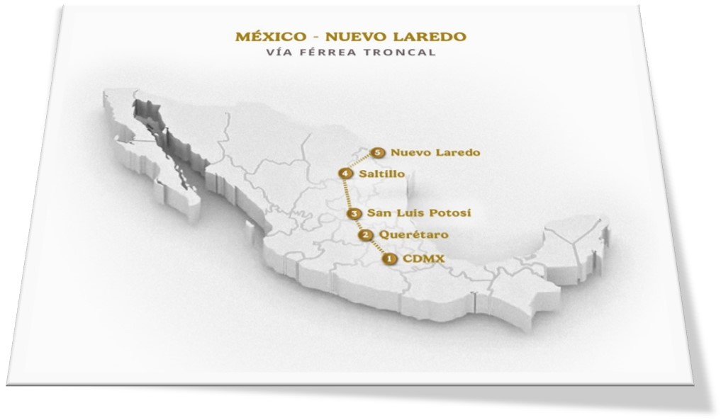 7 Recorrido de la vía troncal .jpg Recorrido de la vía troncal México-Nuevo Laredo.