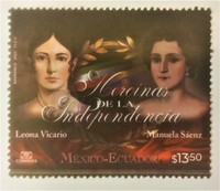 Imagen de la estampilla que honra a dos heroínas de la Independencia.jpg