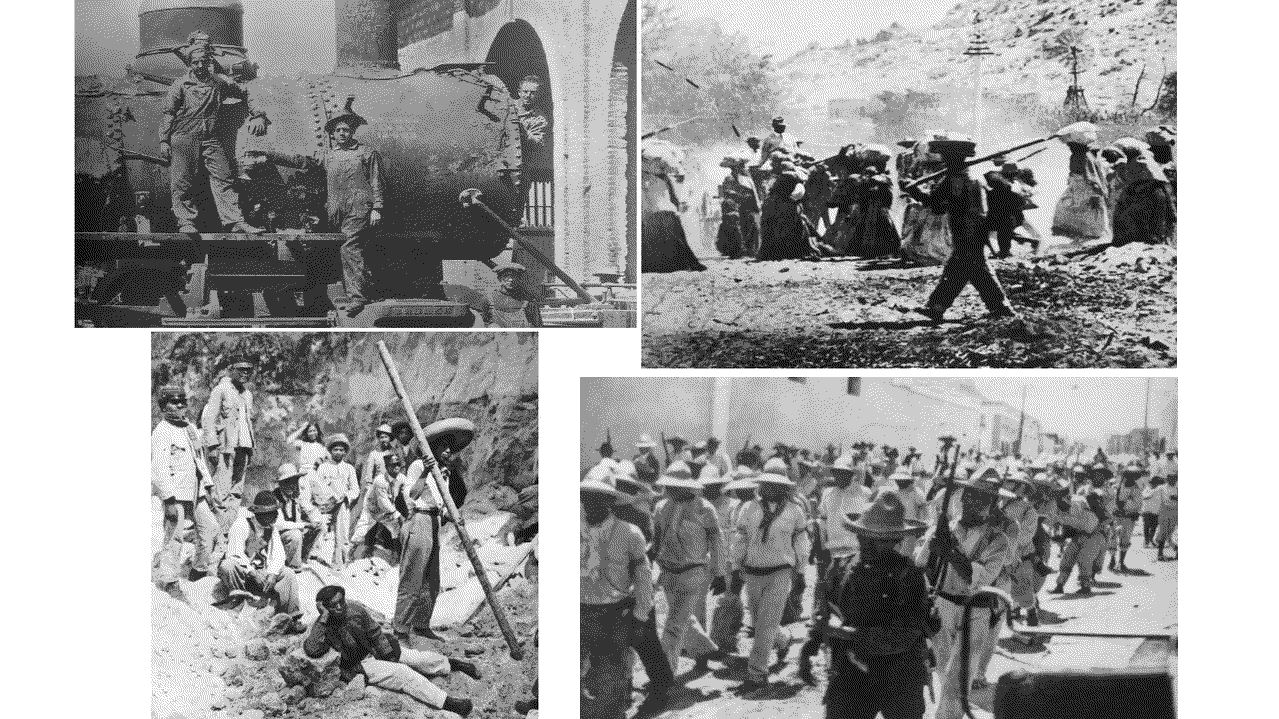 La reparación de locomotoras, vías férreas y líneas telegráficas dañadas.png La reparación de locomotoras, vías férreas y líneas telegráficas dañadas por las huestes revolucionarias fue una tarea común en los diferentes estados del país. Fotos recuperadas: Juicio al Porfiriato.