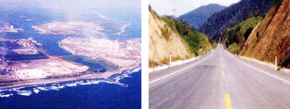 16 Puerto Lázaro Cárdenas.jpg Puerto Lázaro Cárdenas con 1850 has de extensión, una de las terminales portuarias más importantes de México. Tramo Pátzcuaro-Las Cañas de la Autopista Pátzcuaro-Lázaro Cárdenas, vía que une directamente a Morelia con el puerto Lázaro Cárdenas. Libro: XXX Aniversario de los Centros SCT. SCT.