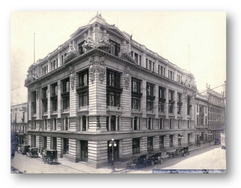 CIA FNM 02.jpg Magnífico inmueble construido por la empresa Ferrocarriles Nacionales de México como sede de sus oficinas en la Ciudad de México. https://artsandculture.google.com/asset/edificio-de-las-l%C3%ADneas-nacionales-de-m%C3%A9xico-guillermo-kahlo/QwFWKj4_p_kyug?hl=es-419