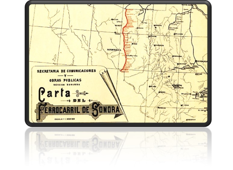 3 Ruta oficial del ferrocarril de Sonora .jpg Ruta oficial del ferrocarril de Sonora con el recorrido Guaymas-Hermosillo-Nogales. Reproducción autorizada por el INAH.