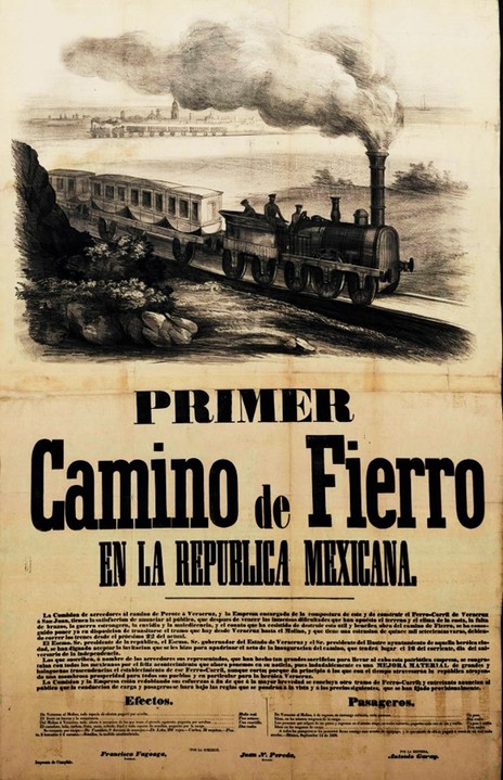 3 Cartel que invita a la inauguración.jpg Cartel que invita a la inauguración del primer camino de hierro que va del puerto de Veracruz a la población de El Molino (11.5 km). AGN.