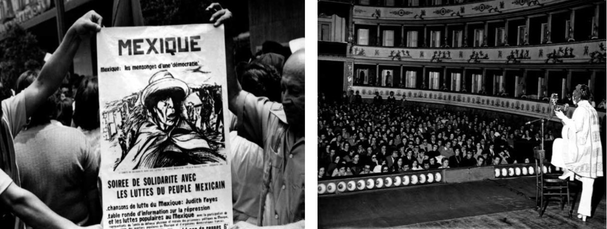 Entre 1971 y 1980, Judith Reyes extendió “las alas de un canto nuevo” en diferentes naciones de Europa, Latinoamérica, Estados Unidos y Canadá. Fotos recuperadas del libro: La otra cara de la patria.