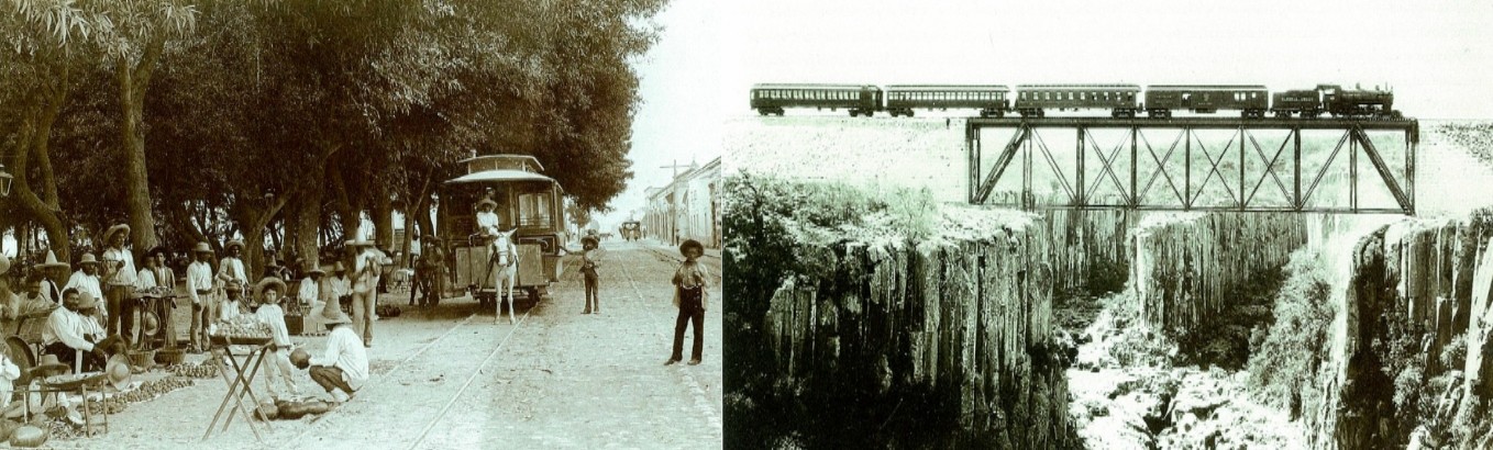 En el último tramo del siglo XIX las vías de comunicación y los medios de transporte.jpg En el último tramo del siglo XIX, las vías de comunicación y los medios de transporte fueron considerados como un signo de modernidad y progreso. A pesar de su expansión acelerada, caminos, carreteras y ferrocarriles no lograron integrar a vastas regiones del país.