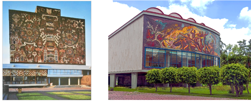 Murales de la Biblioteca y del Auditorio Alfonso Caso de Ciudad Universitaria.png Murales de la Biblioteca y del Auditorio Alfonso Caso de Ciudad Universitaria realizados por Juan O’Gorman y José Chávez Morado respectivamente. Patrimonio Artístico de la Secretaría de Comunicaciones y Transportes. SCT. / Daniel Case-Wikipedia.