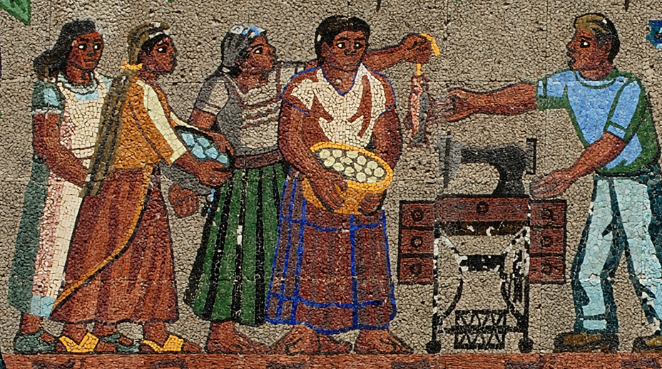 Mujeres campesinas apoyan a los obreros con alimentos.png