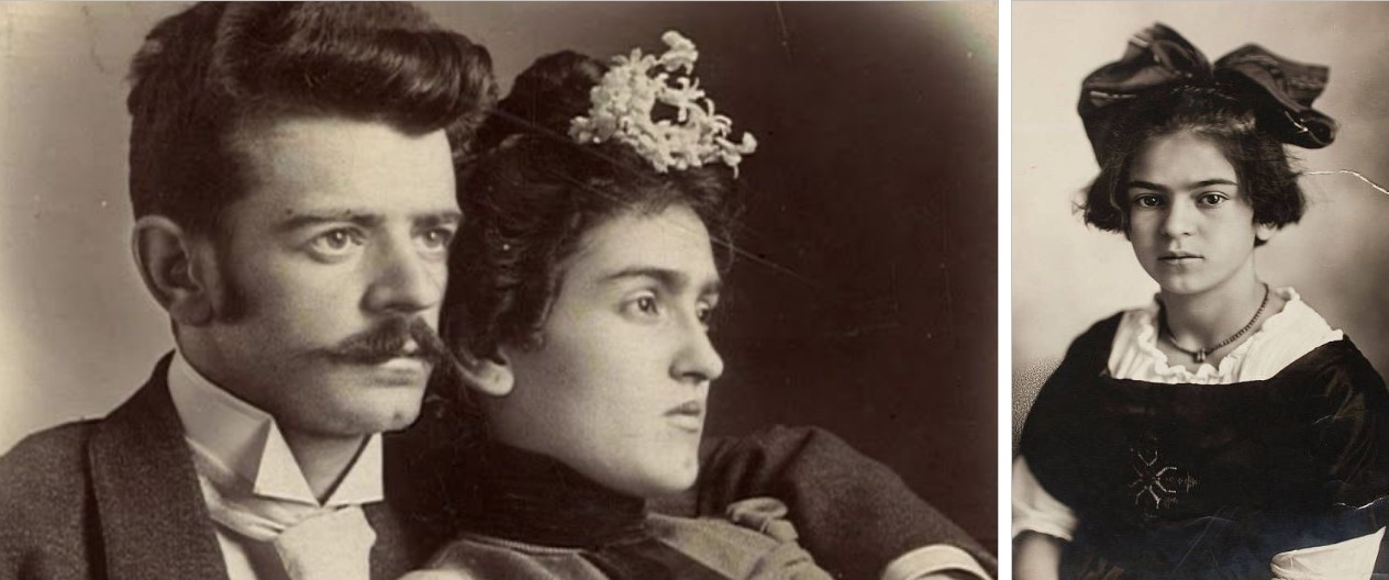 1 El matrimonio Kahlo Calderón.jpg El matrimonio Kahlo Calderón formó una familia con cuatro hijas, de las cuales Frida fue la tercera en nacer. Imágenes recuperadas del libro: Frida: Una biografía de Frida Kahlo.